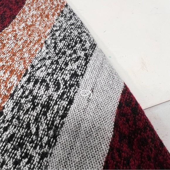 Andrew Mark Aztec Print Large Fringe Shawl Cape Wrap Autumn Colors Stripes Scarf - Picture 13 of 13